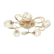 Aherne 5 Lights Glass Semi Flush Ceiling Light In Antique Brass