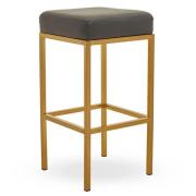 Baino Dark Grey PU Faux Leather Bar Stool With Gold Legs