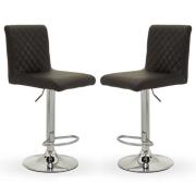 Baino Black Leather Bar Chairs With Round Chrome Base In A Pair