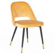 Biretta Velvet Dining Chair With Metal Frame In Mustard