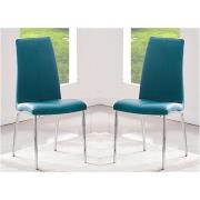 Opal Teal Faux Leather Dining Chair With Chrome Legs In Pair