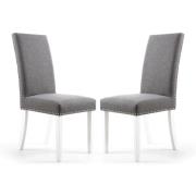 Rabat Steel Grey Fabric Dining Chairs With White Legs In Pair