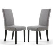 Rabat Steel Grey Fabric Dining Chairs With Black Legs In Pair