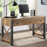 Nebura Wooden 3 Drawer Computer Desk In Reclaimed Wood