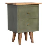 Berth Wooden Bedside Cabinet In Olive Green Painted And Oak