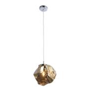 Rock 1 Light Bronze Glass Shade Pendant Light In Chrome