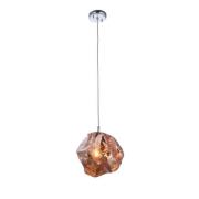 Rock 1 Light Copper Glass Shade Pendant Light In Chrome