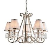 Oksana 5 Lights Pendant Light In Nickel With White Shades