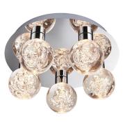 Versa LED 5 Lights Clear Bubble Flush Ceiling Light In Chrome