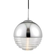 Paloma Clear Ribbed Glass Pendant Light In Polished Chrome