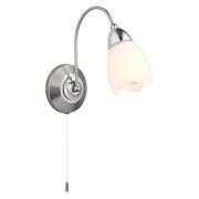 Petal 1 Light Matt Opal Glass Wall Light In Satin Chrome