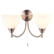 Lightson 2 Lights Matt Opal Glass Wall Light In Satin Chrome