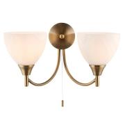 Lightson 2 Lights Matt Opal Glass Wall Light In Antique Brass