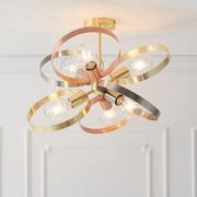 Hoop 6 Lights Ceiling Pendant Light In Brushed Brass