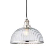 Hansen 1 Light Clear Ribbed Glass Pendant Light In Bright Nickel