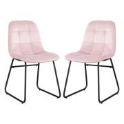 Lyster Baby Pink Velvet Dining Chairs In A Pair