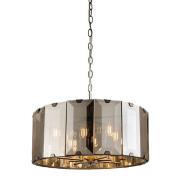 Clooney 8 Lights Smoke Glass Panels Pendant Light In Slate Grey