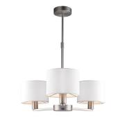 Daley 3 Lights White Shades Pendant Light In Matt Nickel