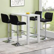 Jam Rectangular Glass White Bar Table 4 Candid Black Stools