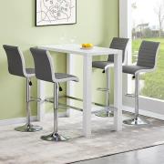 Jam Rectangular Glass White Bar Table 4 Ritz Grey White Stools