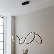 Ovals LED 4 Lights Linear Pendant Light In Textured Black