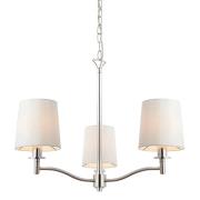 Ortona 3 Lights White Shades Pendant Light In Bright Nickel