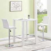 Jam Square Glass White Gloss Bar Table 2 Ripple White Stools