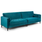 Herbart Plush Velvet 4 Seater Sofa In Teal