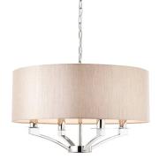 Vienna 4 Lights Beige Shade Pendant Light In Polished Nickel