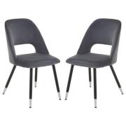 Warns Grey Velvet Dining Chairs With Silver Foottips In A Pair