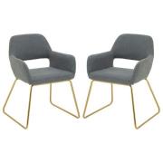 Porrima Grey Fabric Dining Chairs With Gold Base In A Pair