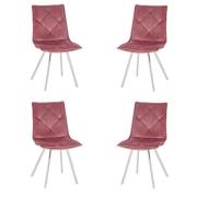 Beyya Set Of 4 Velvet Fabric Dining Chairs In Pink