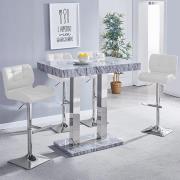 Caprice Melange Effect Bar Table With 4 Candid White Stools