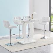 Halo Vida Marble Effect Bar Table With 4 Candid White Stools