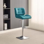 Candid Faux Leather Bar Stool In Teal With Chrome Base