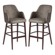 Avelay Vintage Steel Grey Faux Leather Bar Stools In Pair