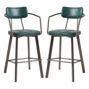 Alstan Vintage Teal Faux Leather Bar Stools In Pair