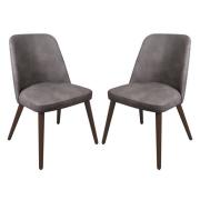 Avelay Vintage Steel Grey Faux Leather Dining Chairs In Pair