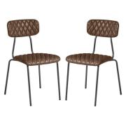 Kelso Vintage Brown Faux Leather Dining Chairs In Pair