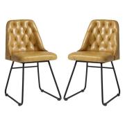 Hayton Vintage Gold Genuine Leather Dining Chairs In Pair