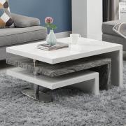 Design Rotating White Gloss Coffee Table In Melange Marble Effect