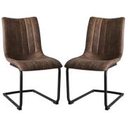 Edenton Brown Faux Leather Dining Chairs In Pair