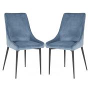 Payton Teal Velvet Dining Chairs With Metal Legs In Pair