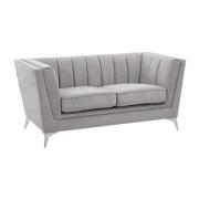 Hefei Velvet 2 Seater Sofa With Chrome Metal Legs In Grey