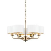 Hyesan White 6 Lights Ceiling Pendant Light In Antique Brass