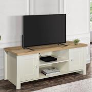 Highgate Large Wooden TV Stand In Cream And Oak