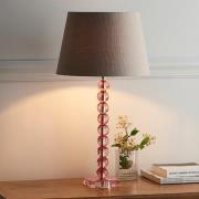 Alcoy Grey Shade Table Lamp With Blush Tinted Crystal Base