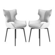 Rayong White Leather Dining Chairs With Black Legs In Pair