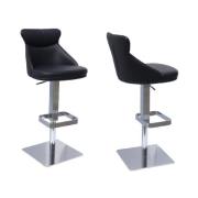 Saida Black Leather Bar Stools With Chrome Base In Pair