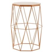 Shalom Octagonal White Marble Top Side Table With Gold Frame